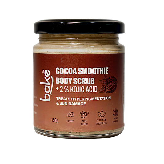 Bake 2% Kojic Acid Coffee Smoothie Body Scrub For Pigmentation & Strawberry Skin for Dark Knees, Elbows & Neck, 150gm