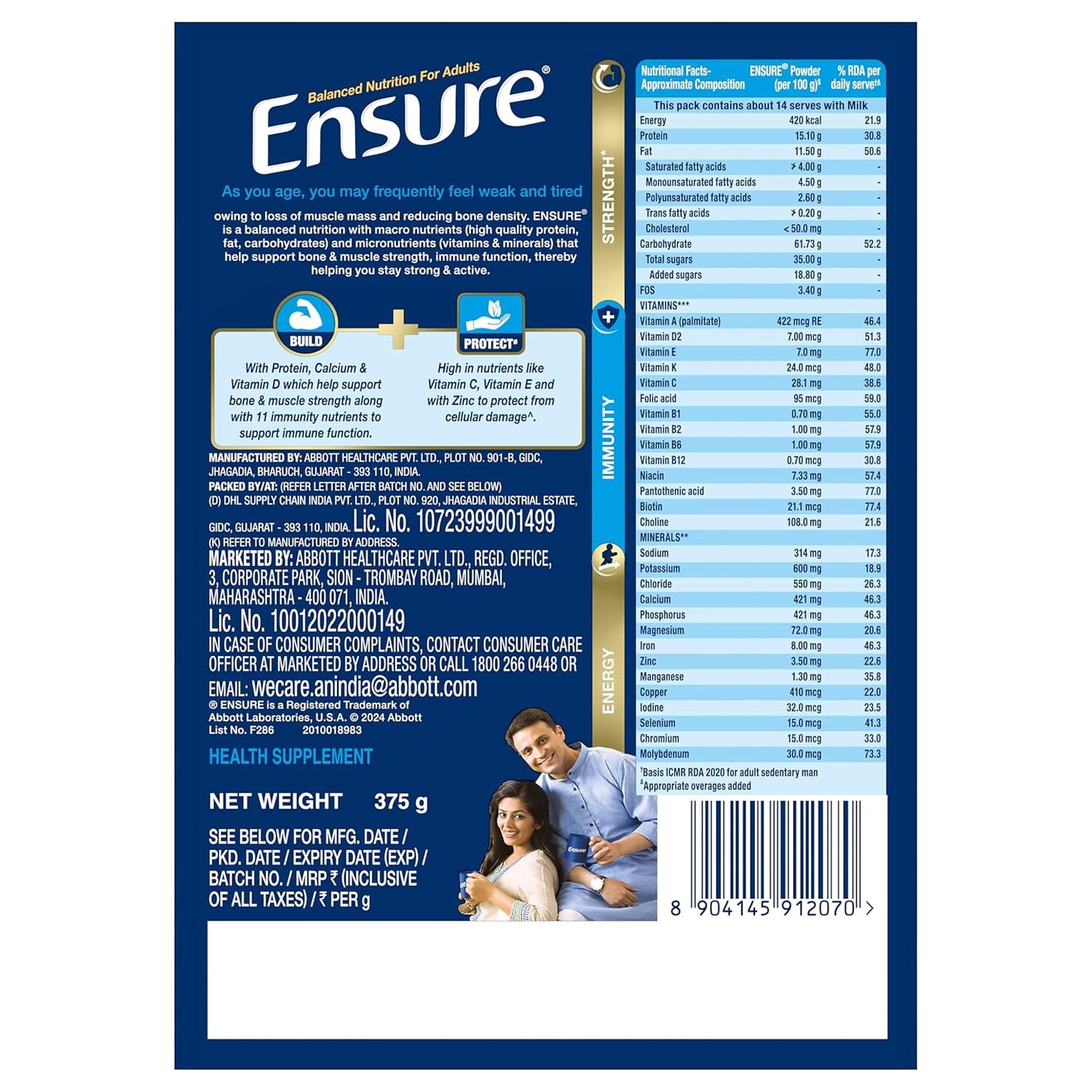 Ensure Chocolate, 375gm (Refill)