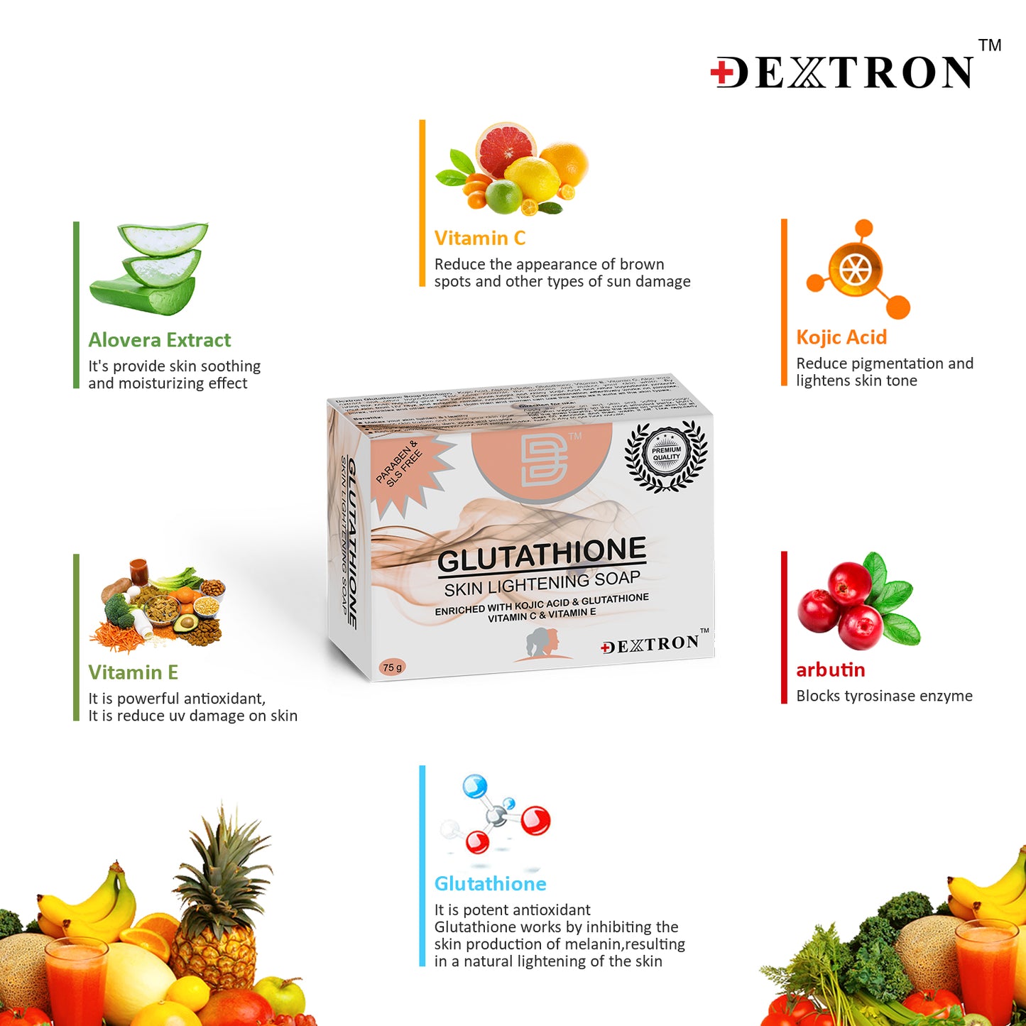 Dextron Glutathione Soap, 75gm