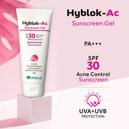 Hyblok-Ac Sunscreen Gel Acne Control SPF 30 UVA+UVB PA+++, 50gm