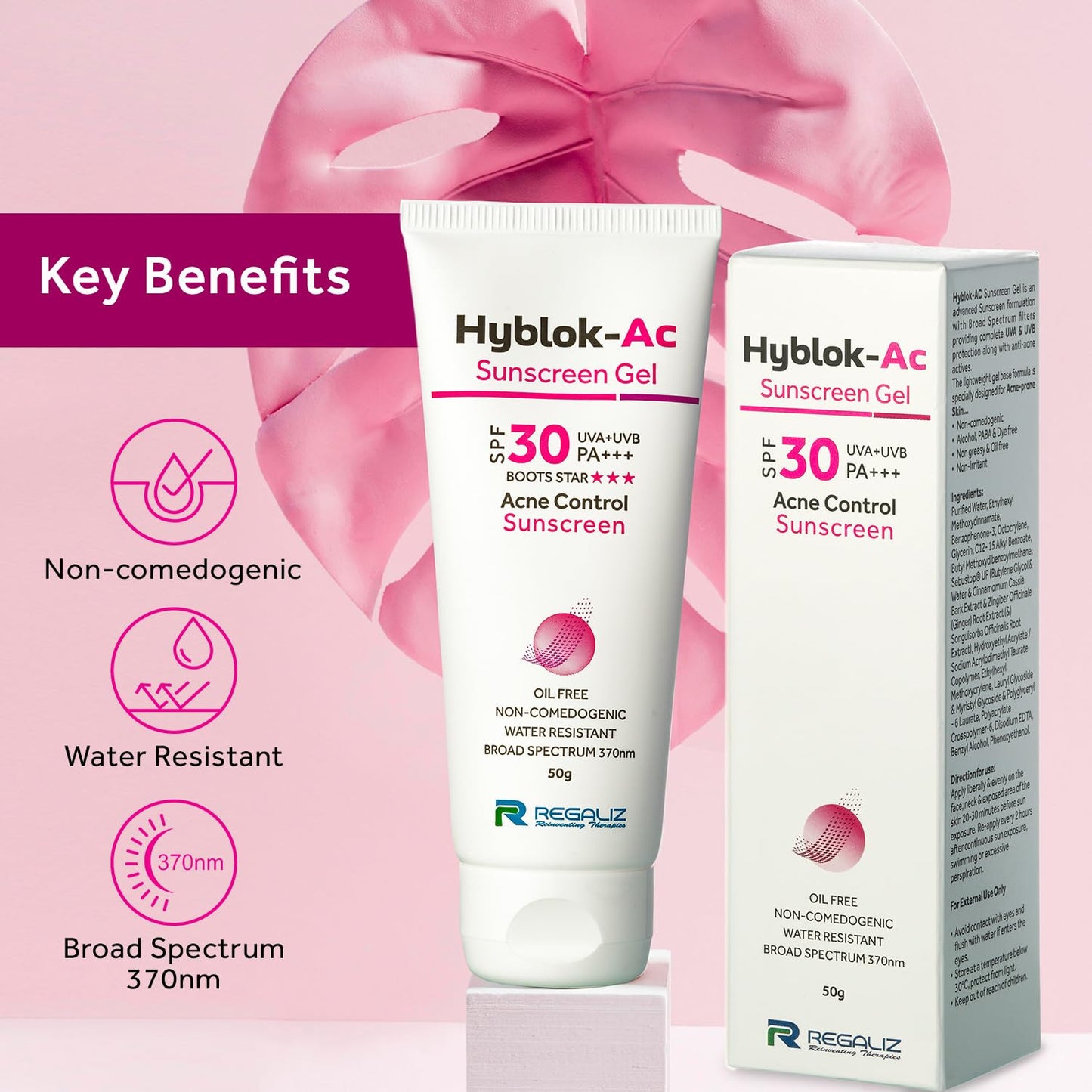 Hyblok-Ac Sunscreen Gel Acne Control SPF 30 UVA+UVB PA+++, 50gm