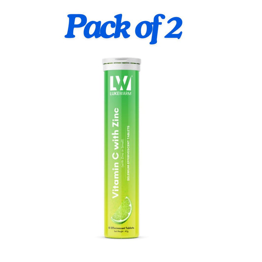 Lukewarm Vitamin C with Zinc | 15 Effervescent Tablets (Pack of 2) | Lemon Flavour