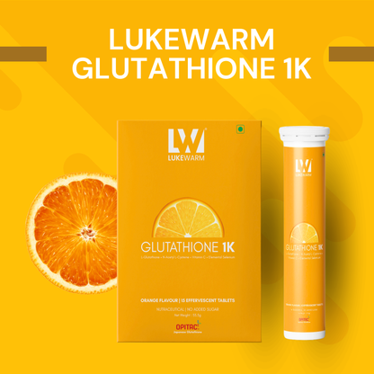 Lukewarm Glutathione 1K Orange Flavour, 15 Effervescent Tablets