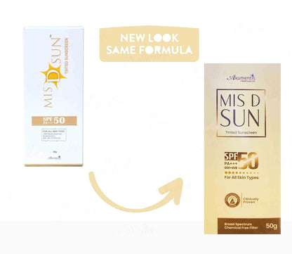 MIS D Tinted Sun Sunscreen Lotion SPF 50 PA+++, 50ml