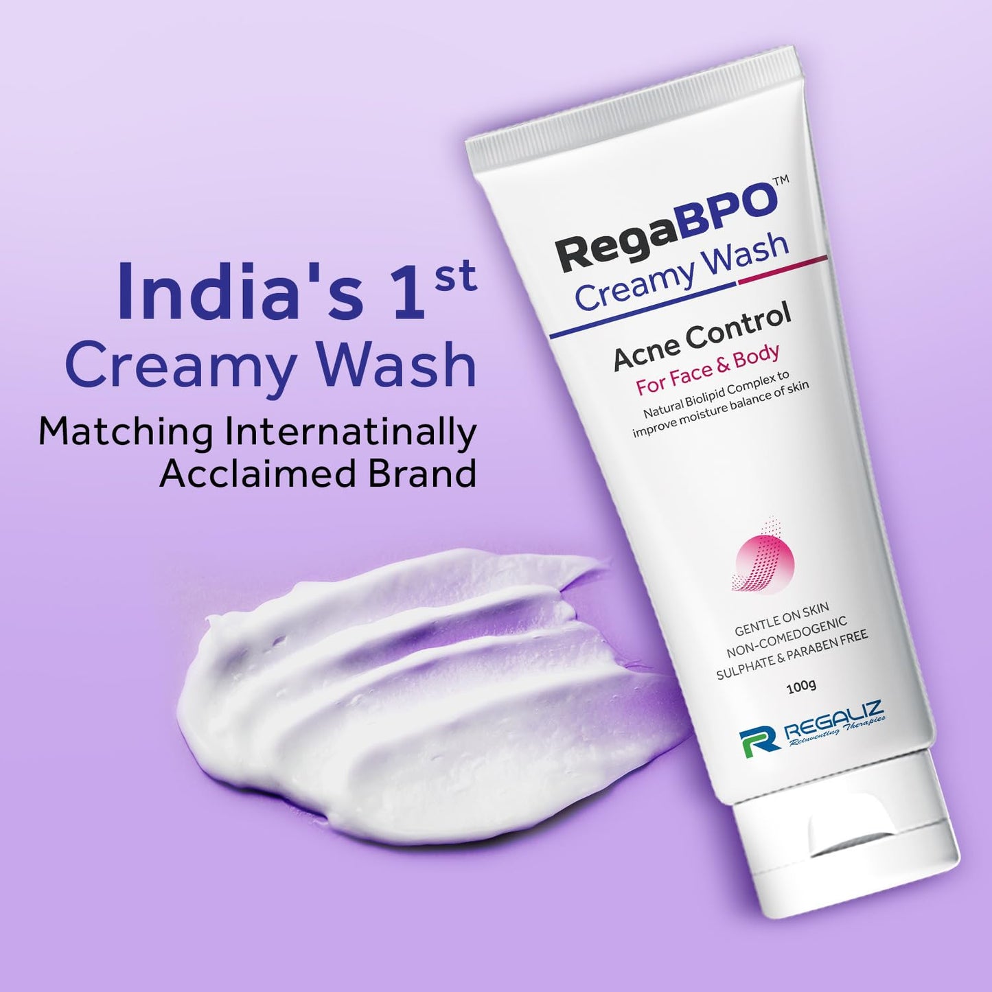 RegaBPO Creamy Wash Acne Control for Face & Body, 100gm