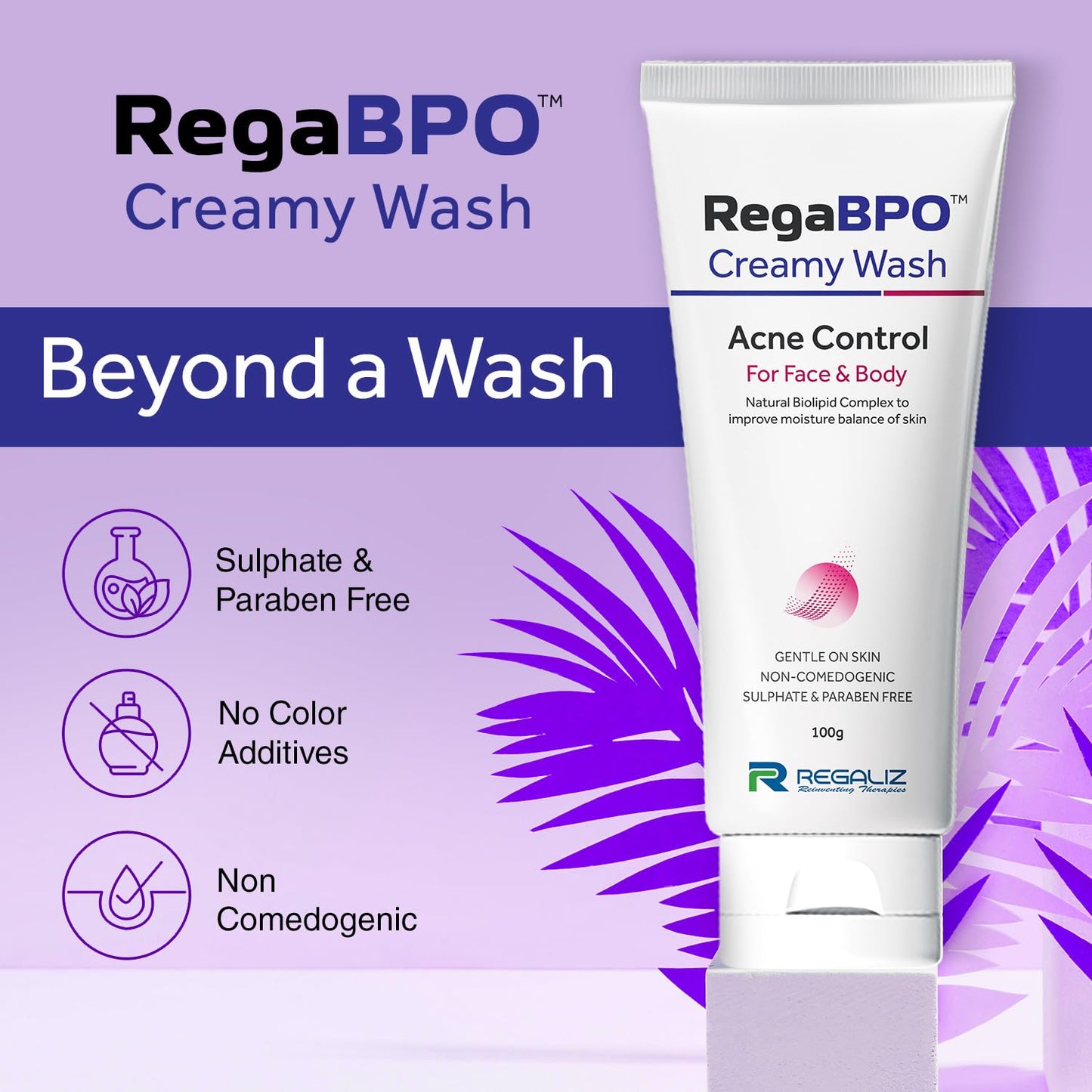 RegaBPO Creamy Wash Acne Control for Face & Body, 100gm