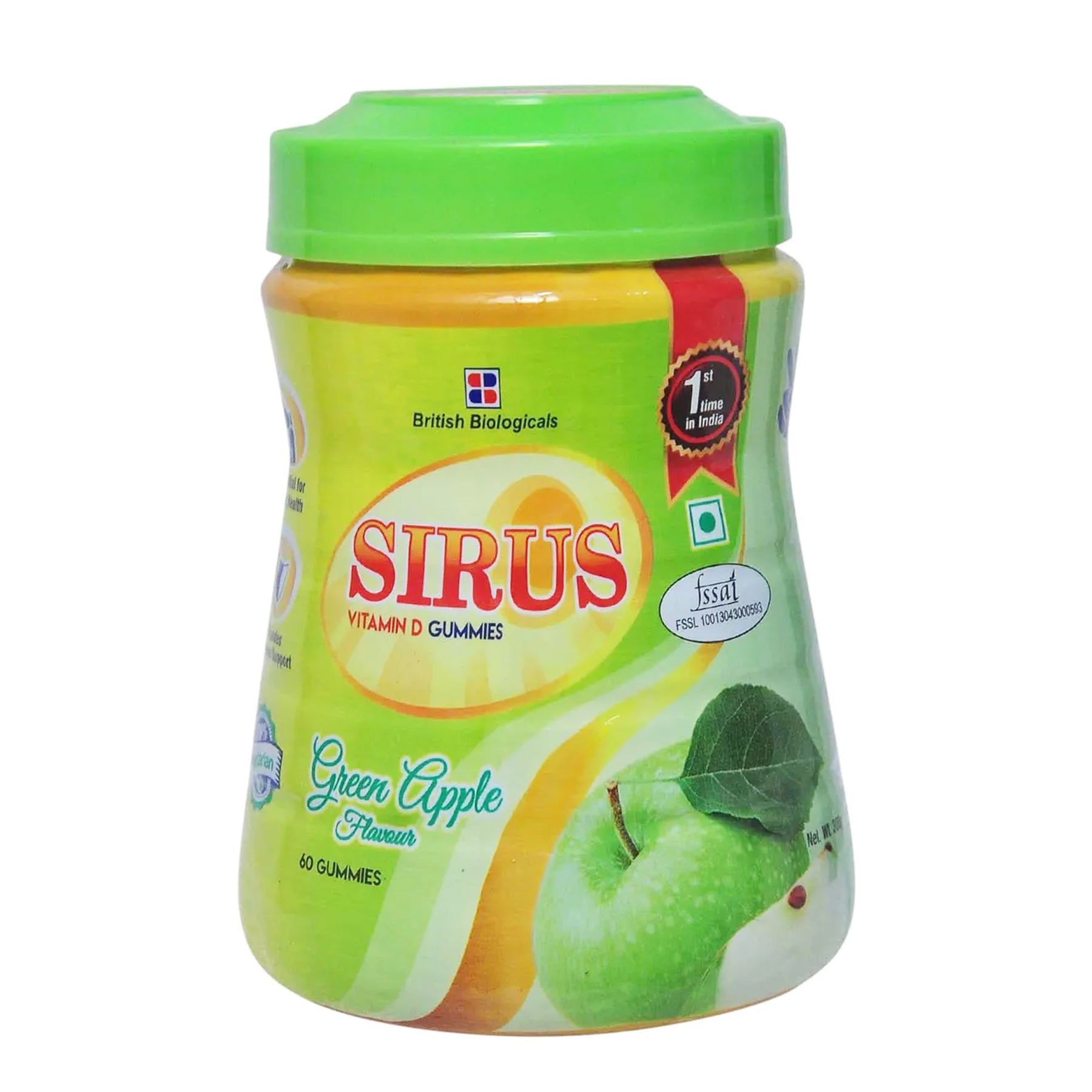 Sirus Vitamin D Green Apple Flavour 60 Gummies Clickoncare 