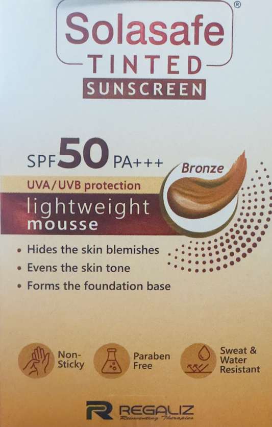 Solasafe Tinted Sunscreen SPF 50 PA+++ Bronze, 50gm