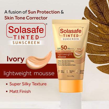 Solasafe Tinted Sunscreen SPF 50 PA+++ Ivory, 40gm