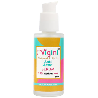 Vigini 15% Actives Anti Acne Oily Skin Pimple Removal Face Serum, 30ml