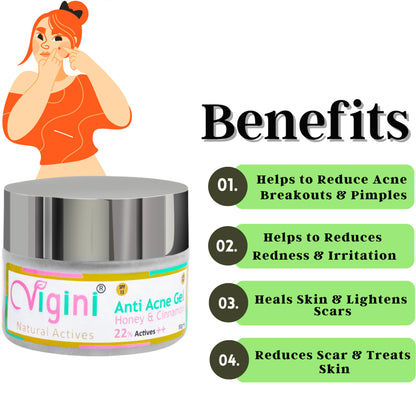 Vigini 22% Actives Anti Acne Oil Control Pimple Remover Face Gel, 50gm