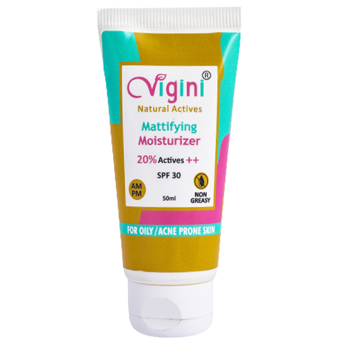 Vigini 20% Actives Acne Prone Skin Mattifying Face Moisturizer SPF 30, 50ml