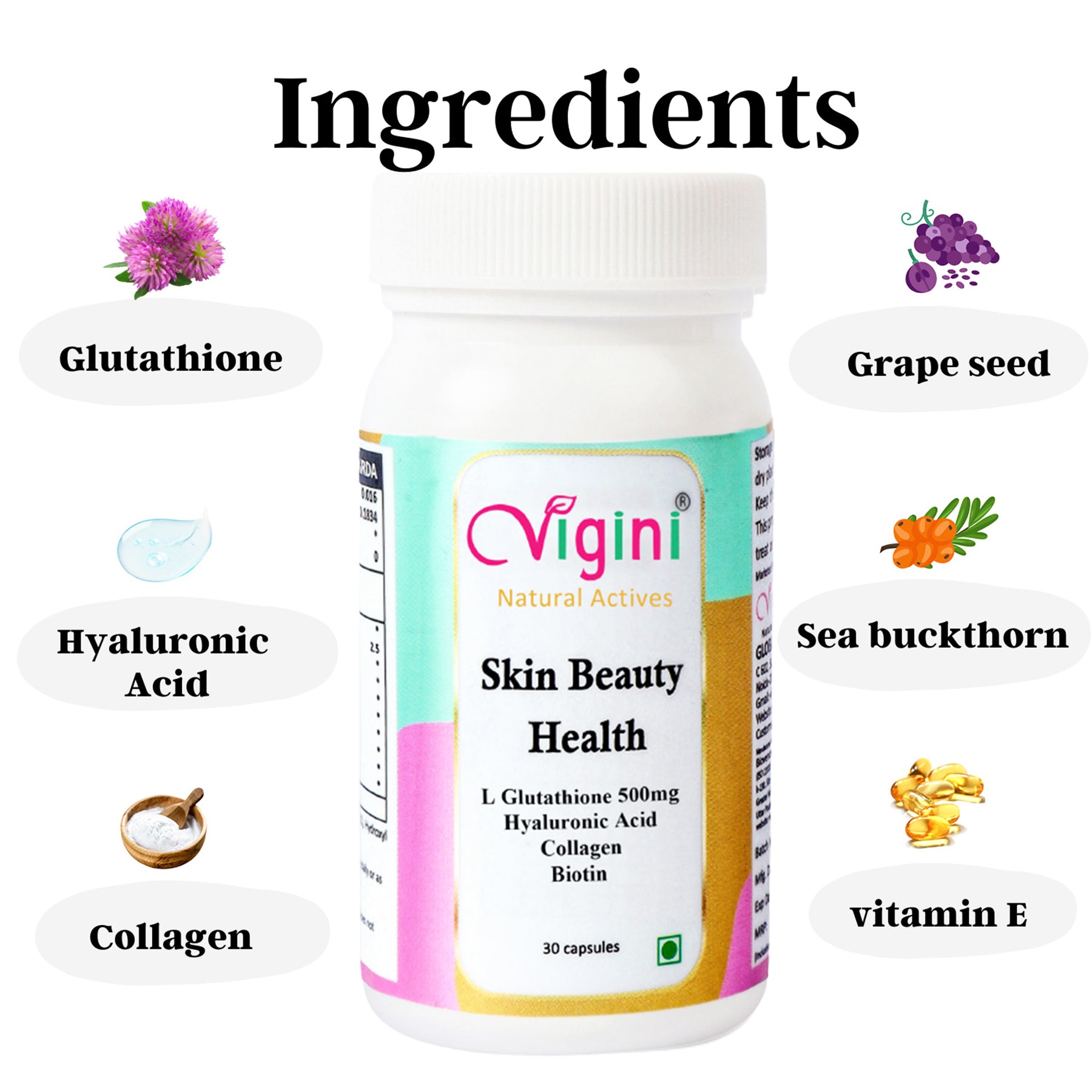 Buy Vigini Glutathione 500mg Skin Whitening Fairness Glowing