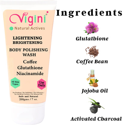 Vigini Skin Whitening D Tan Body Polishing Scrub, 200gm