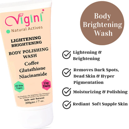 Vigini Skin Whitening D Tan Body Polishing Scrub, 200gm