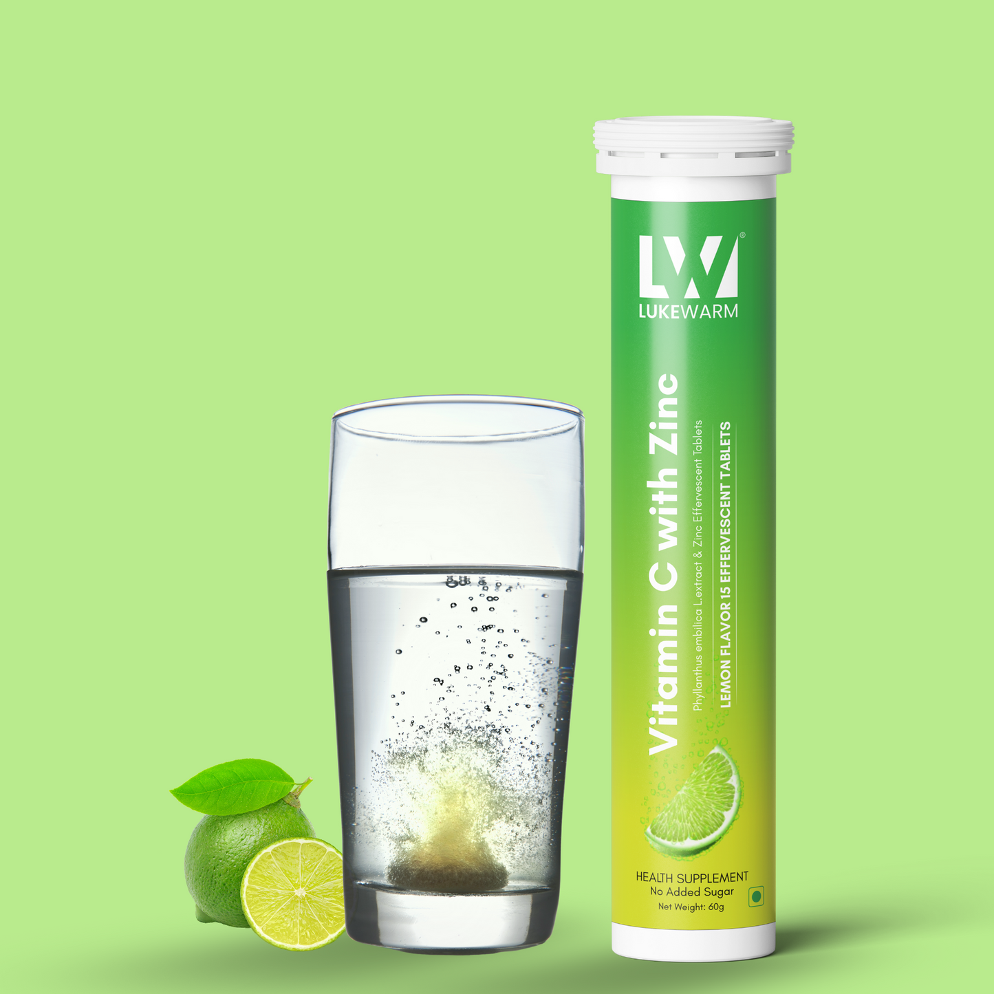 Lukewarm Vitamin C with Zinc | 15 Effervescent Tablets | Lemon Flavour